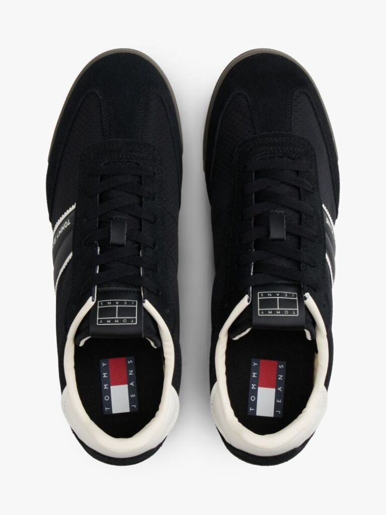 Black Retro Mixed Texture Serrated Trainers  Men