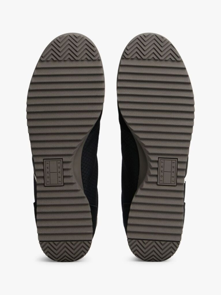 Black Retro Mixed Texture Serrated Trainers  Men