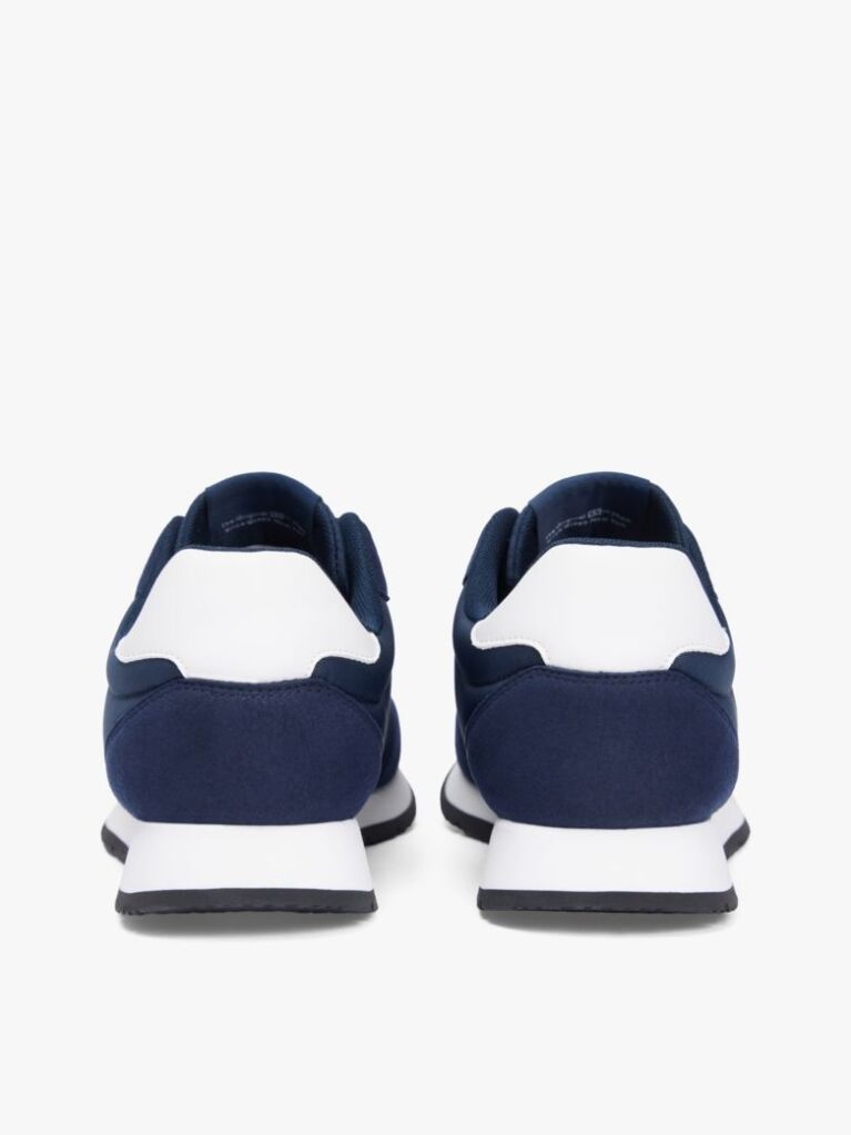 Blue Mixed Texture Contrast Heel Trainers  Men