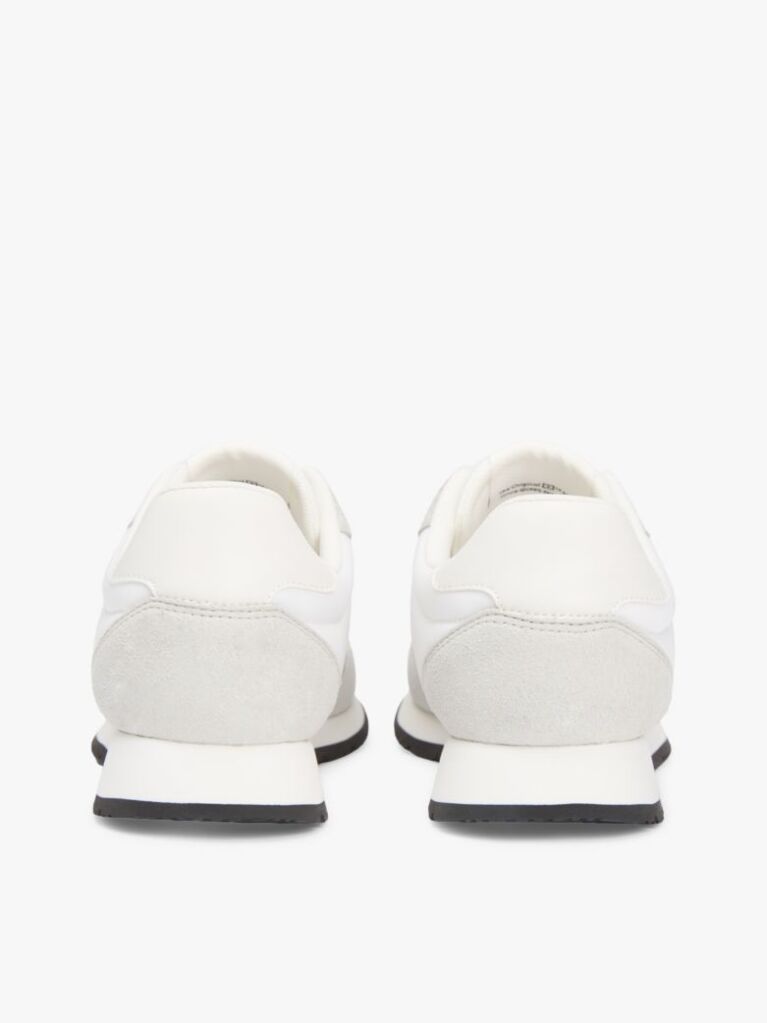 Beige Mixed Texture Contrast Heel Trainers  Men