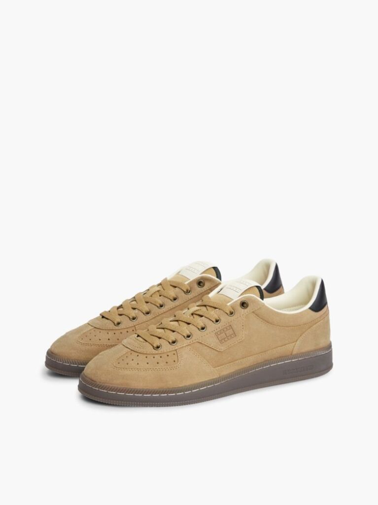 Beige The Greenwich Logo Suede Court Sneakers  Men