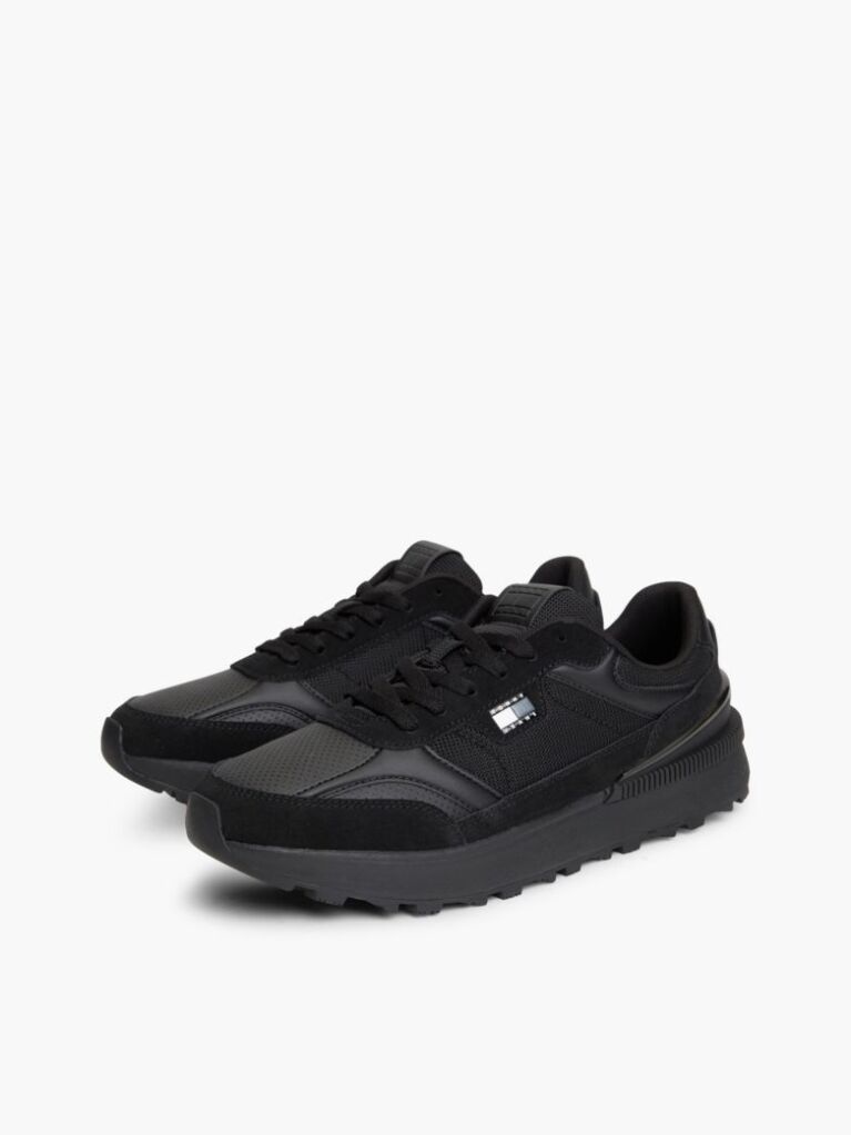 Μαύρο Colour-Blocked Sneakers Με Μίξη Υφών  Άνδρες