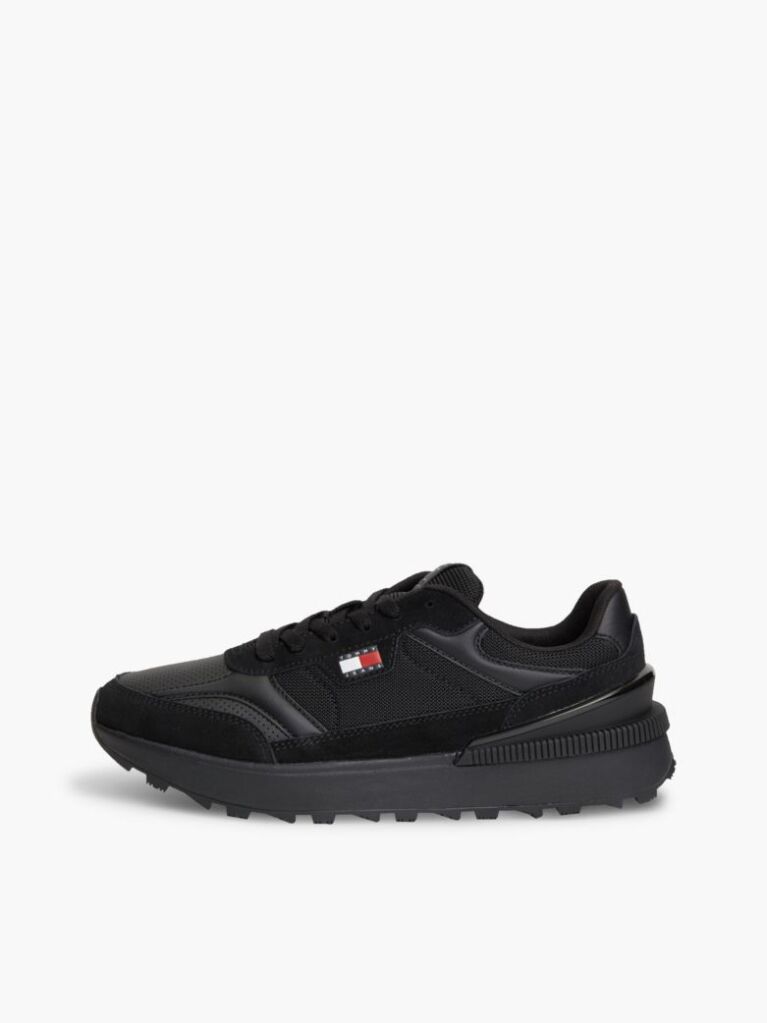 Μαύρο Colour-Blocked Sneakers Με Μίξη Υφών  Άνδρες