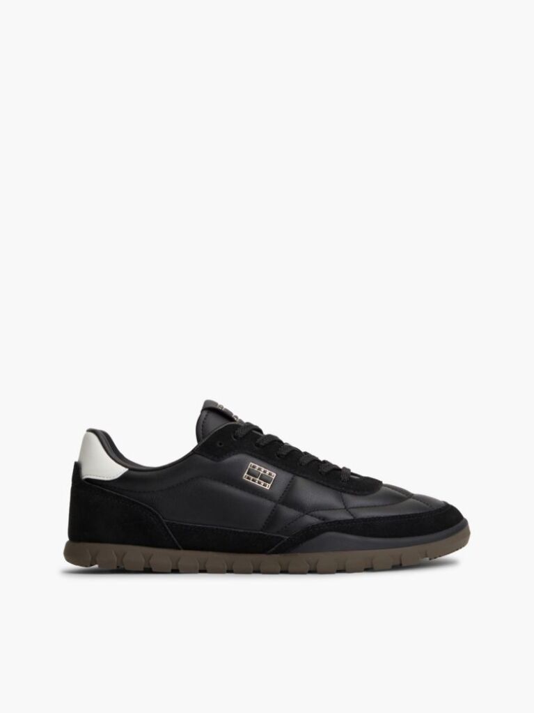 Μαύρο Δερμάτινα Sneakers Με Χαμηλό Κόψιμο  Άνδρες
