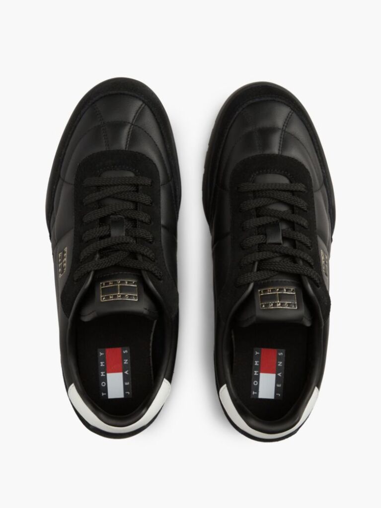 Μαύρο Δερμάτινα Sneakers Με Χαμηλό Κόψιμο  Άνδρες