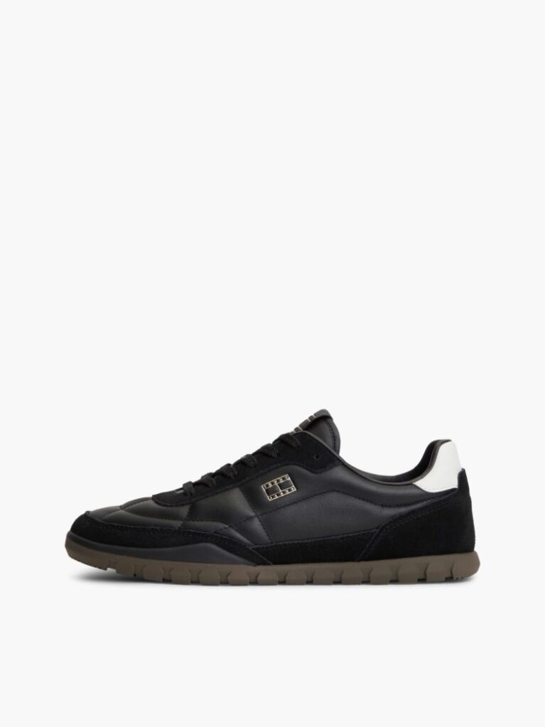 Μαύρο Δερμάτινα Sneakers Με Χαμηλό Κόψιμο  Άνδρες