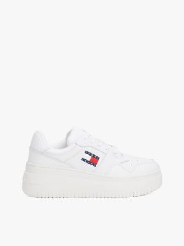 White Essential Retro Fine-Cleat Leather Flatform Trainers  Women