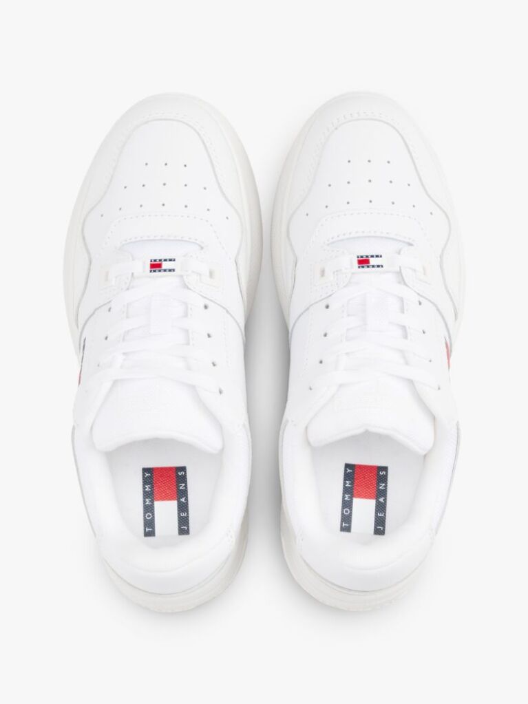 White Essential Retro Fine-Cleat Leather Flatform Trainers  Women
