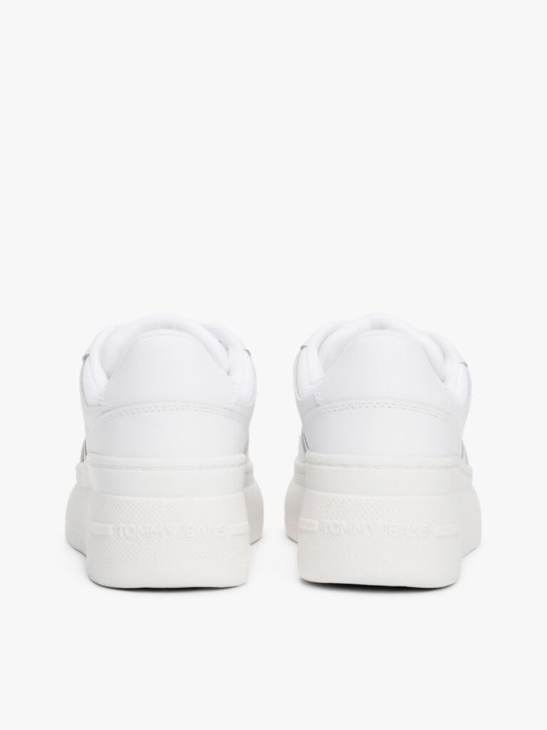 White Essential Retro Fine-Cleat Leather Flatform Trainers  Women
