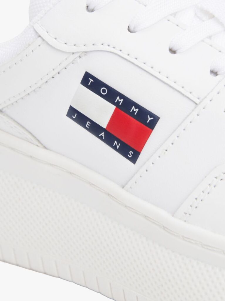 White Essential Retro Fine-Cleat Leather Flatform Trainers  Women