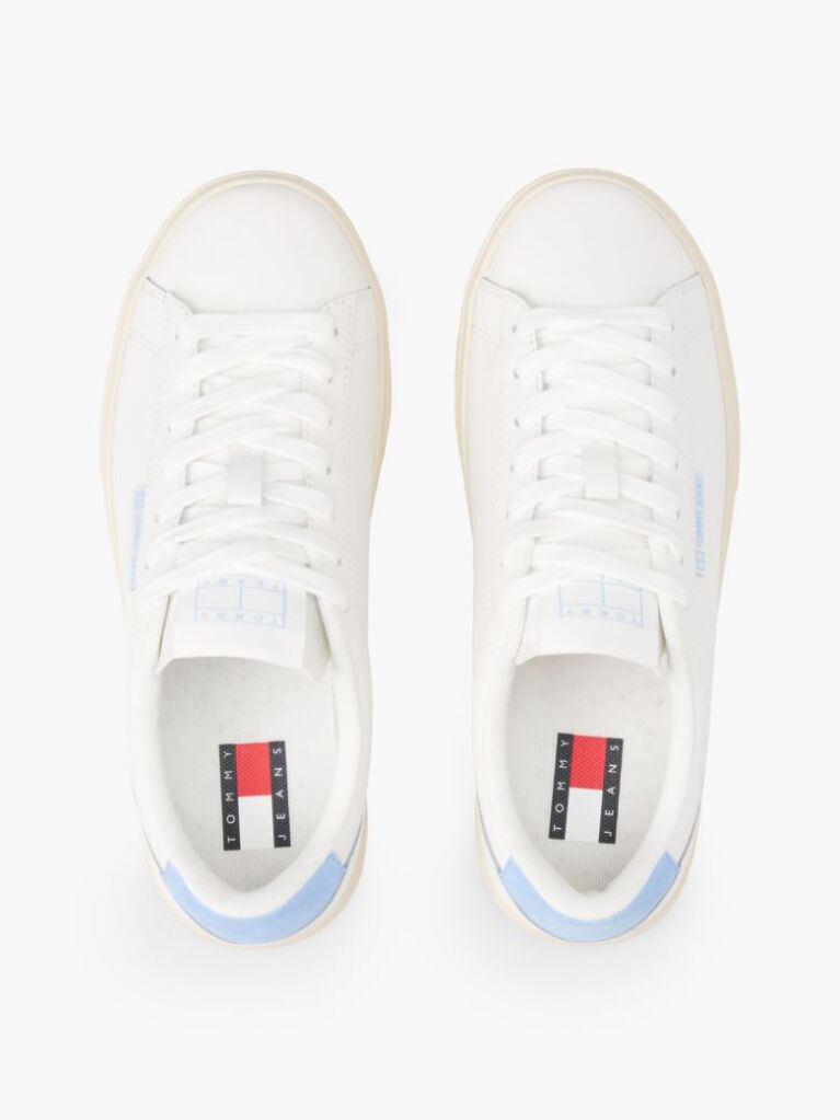 Blue Essential Leather Contrast Cupsole Trainers  Women