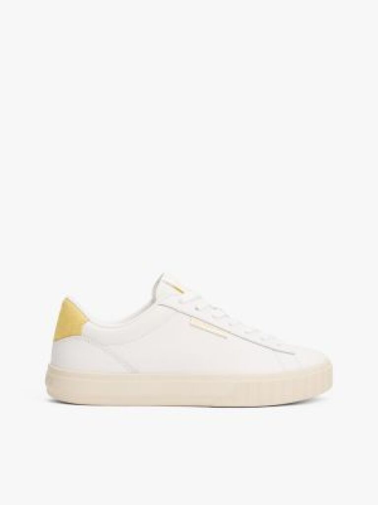 Yellow Essential Leather Contrast Cupsole Trainers  Women