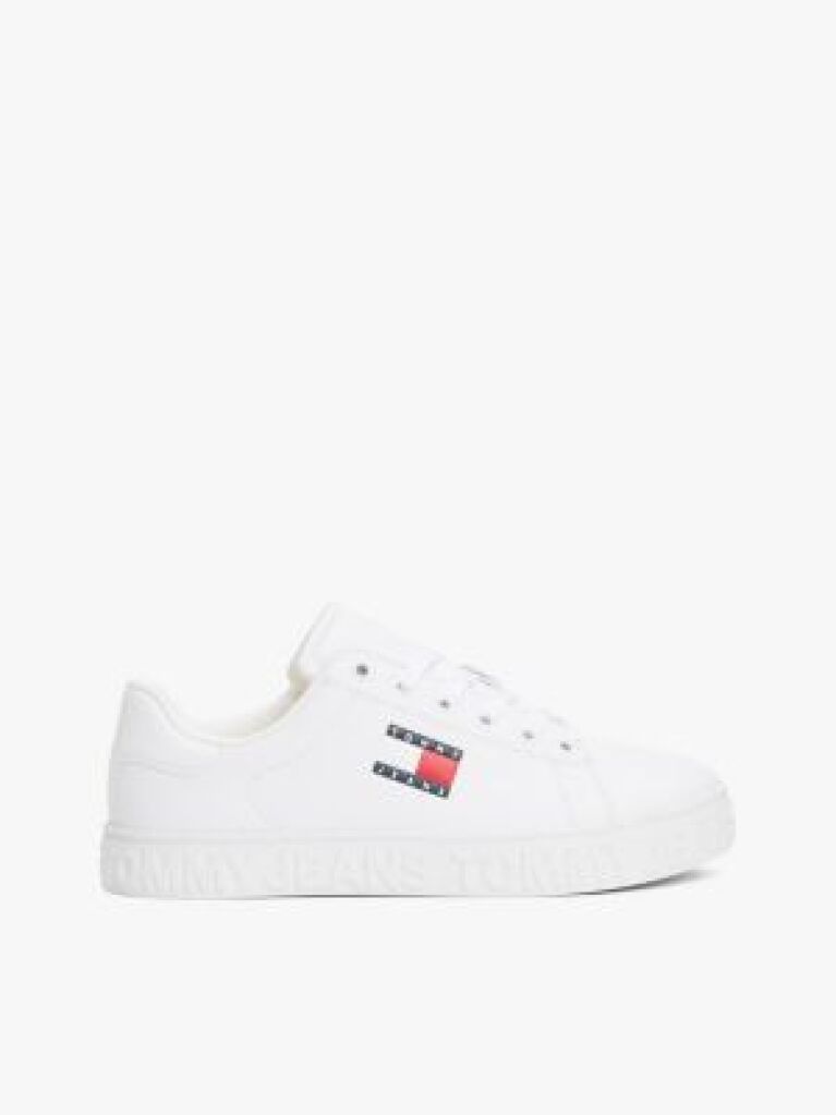 White Logo Embossed Contrast Trainers  Women
