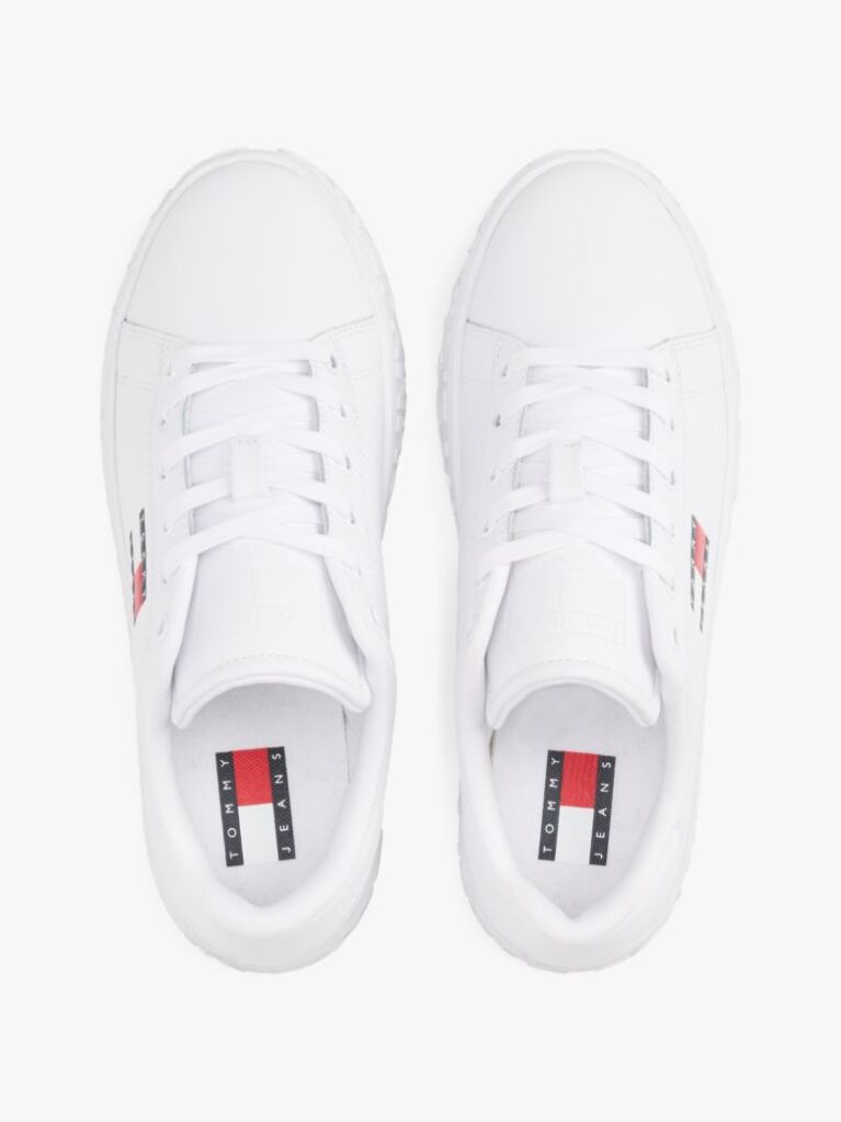 White Logo Embossed Contrast Trainers  Women