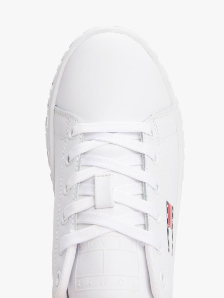 White Logo Embossed Contrast Trainers  Women