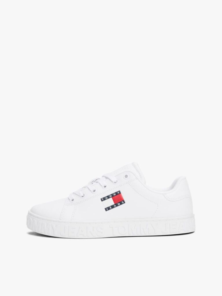 White Logo Embossed Contrast Trainers  Women