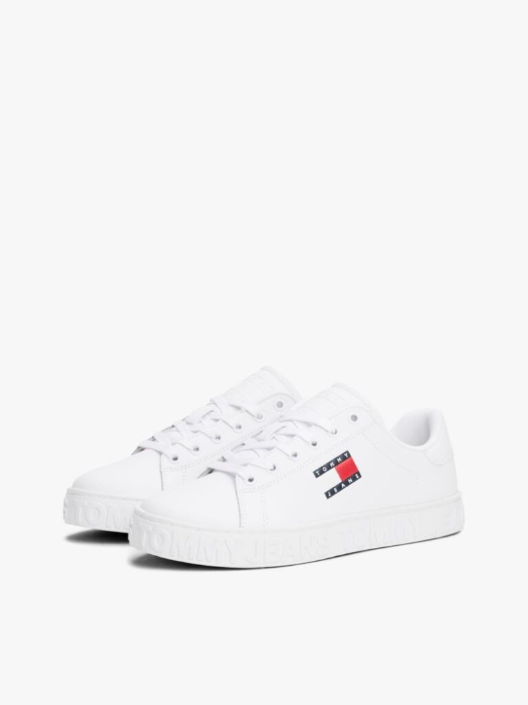 White Logo Embossed Contrast Trainers  Women