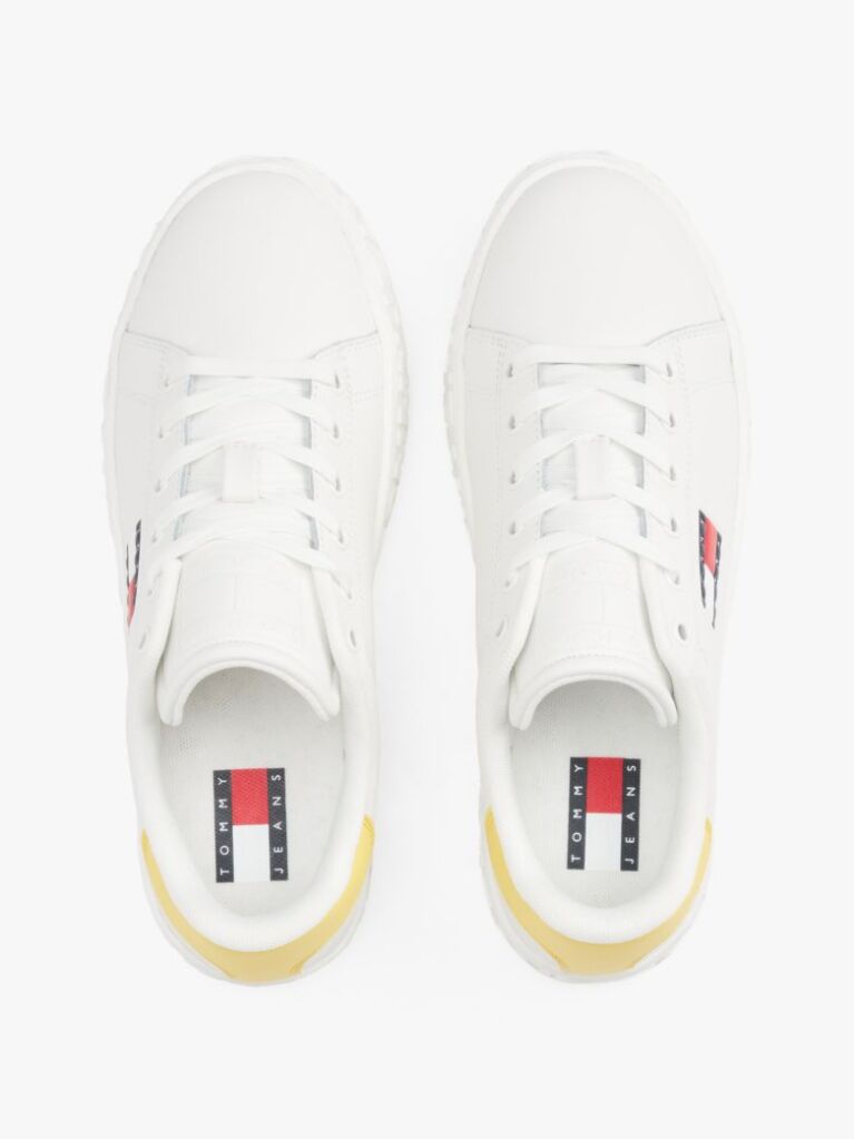 Yellow Logo Embossed Contrast Trainers  Women