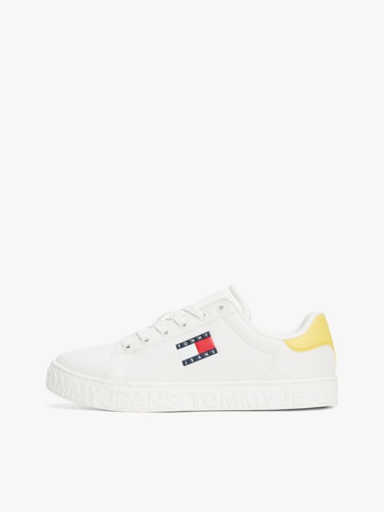Yellow Logo Embossed Contrast Trainers  Women