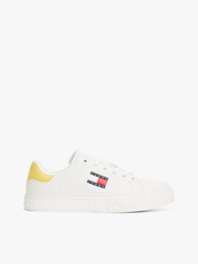 Yellow Logo Embossed Contrast Trainers  Women