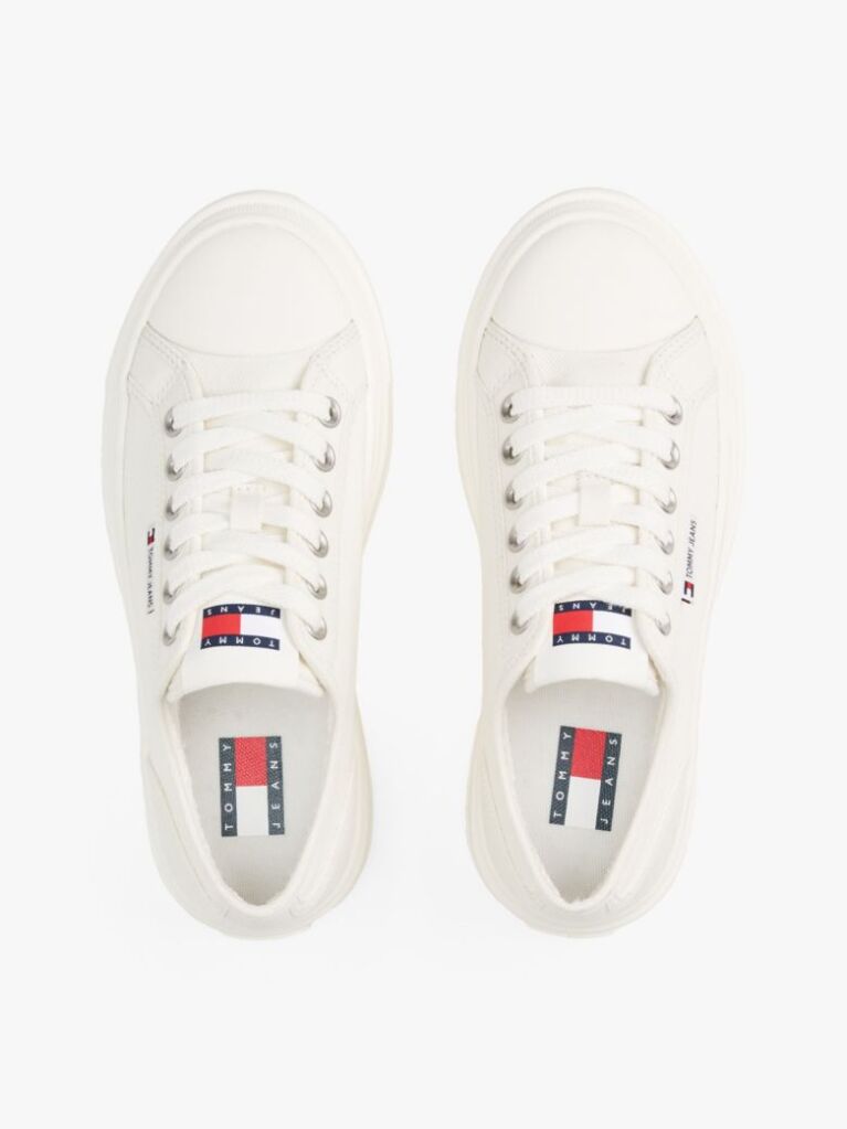 White Denim Platform Trainers  Women