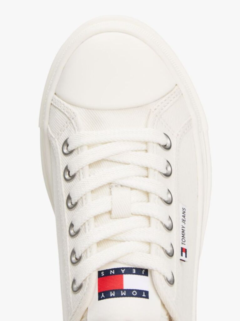 White Denim Platform Trainers  Women