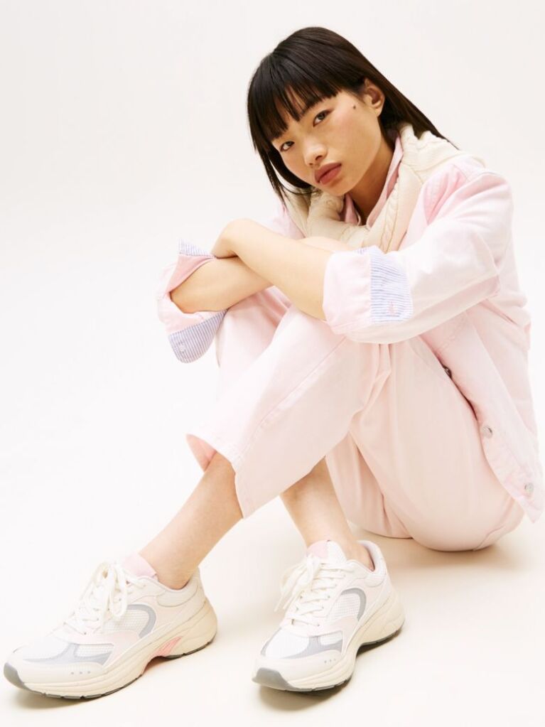 Pink Archive Mixed Texture Chunky Trainers  Women