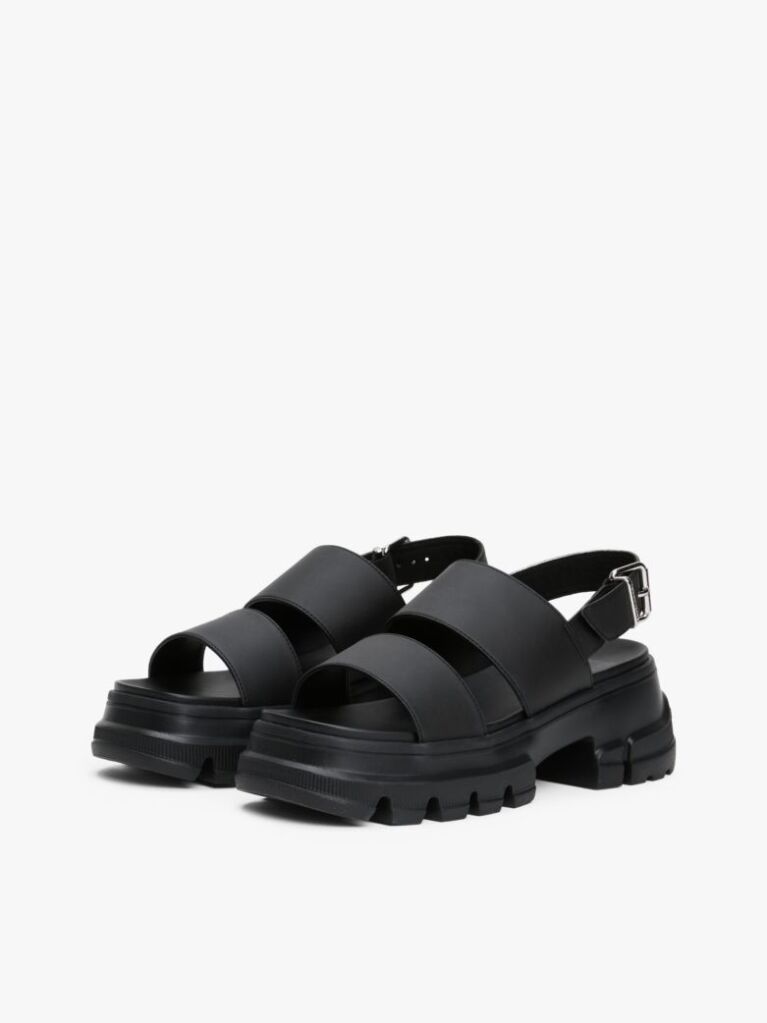 Black Chunky Cleat Sandals  Women