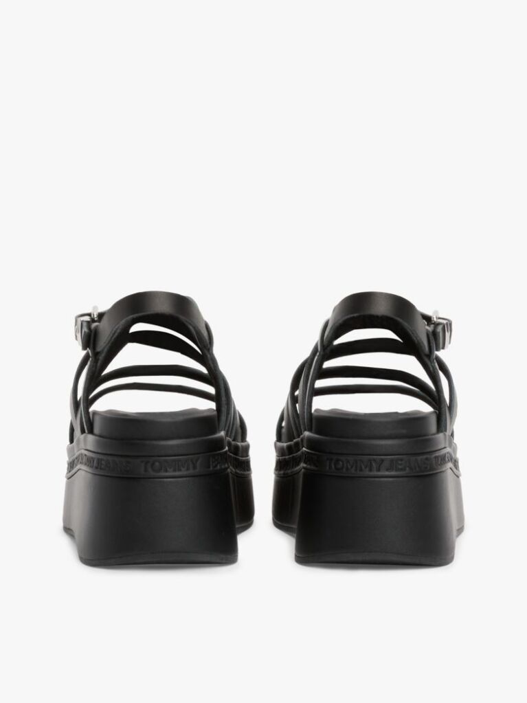 Black Leather Strappy Platform Sandals  Women