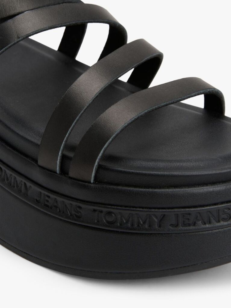Black Leather Strappy Platform Sandals  Women
