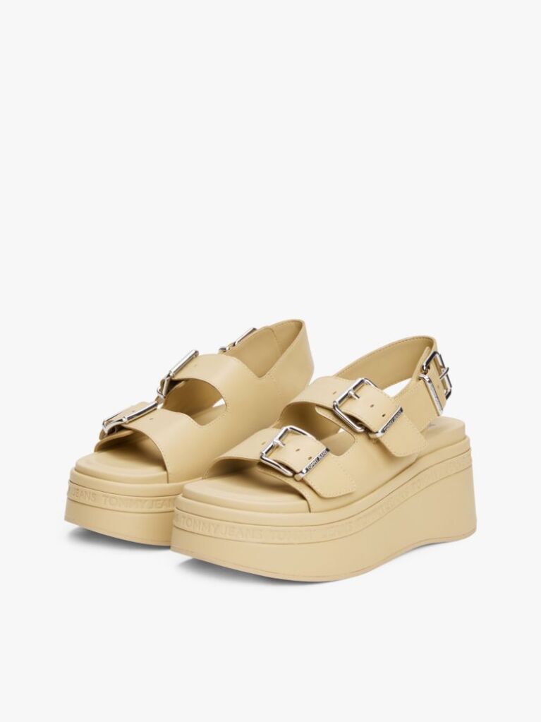 Beige Leather Platform Sandals  Women