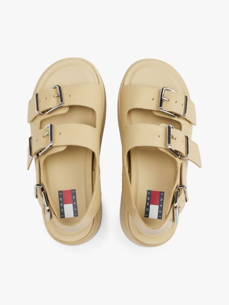 Beige Leather Platform Sandals  Women