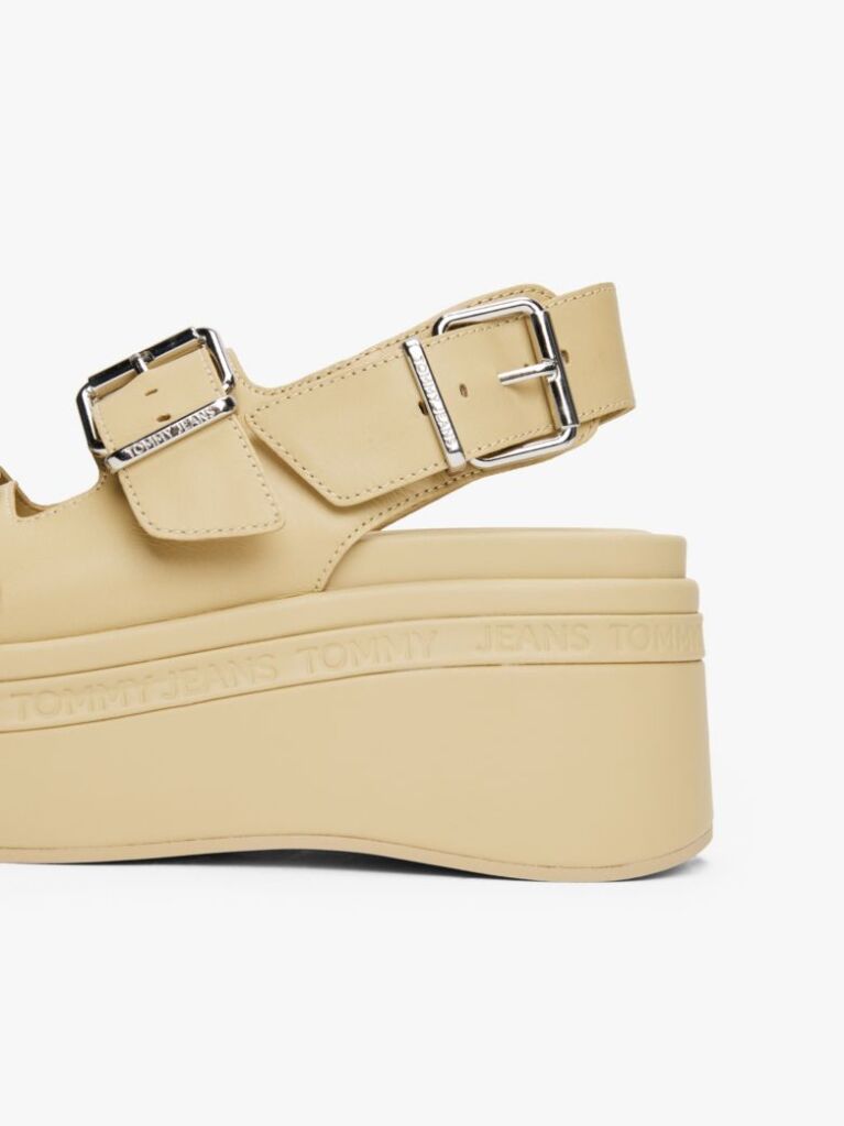 Beige Leather Platform Sandals  Women