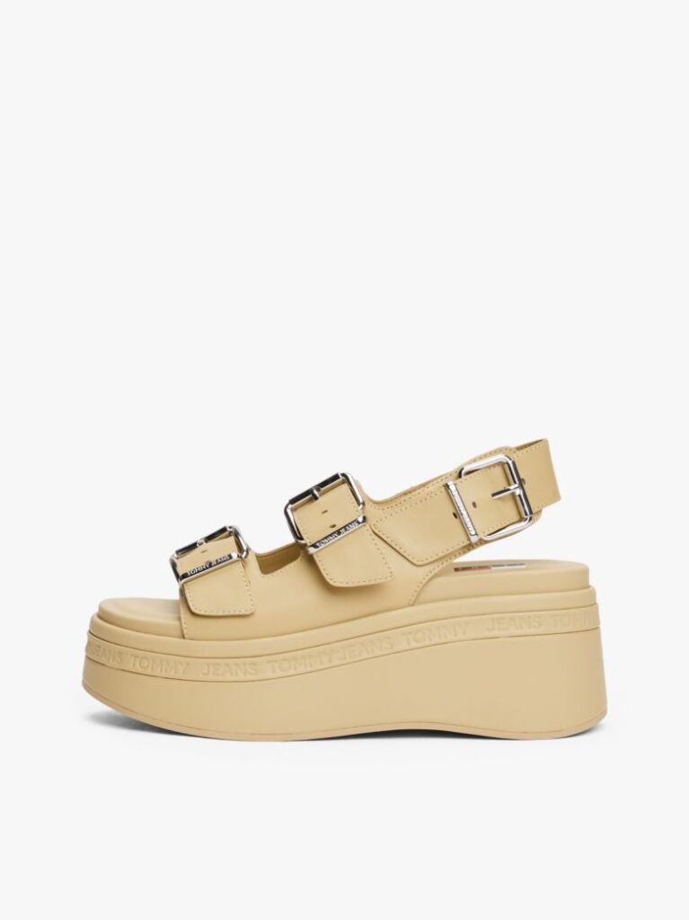 Beige Leather Platform Sandals  Women
