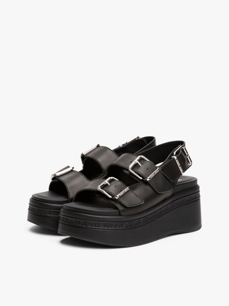Black Leather Platform Sandals  Women