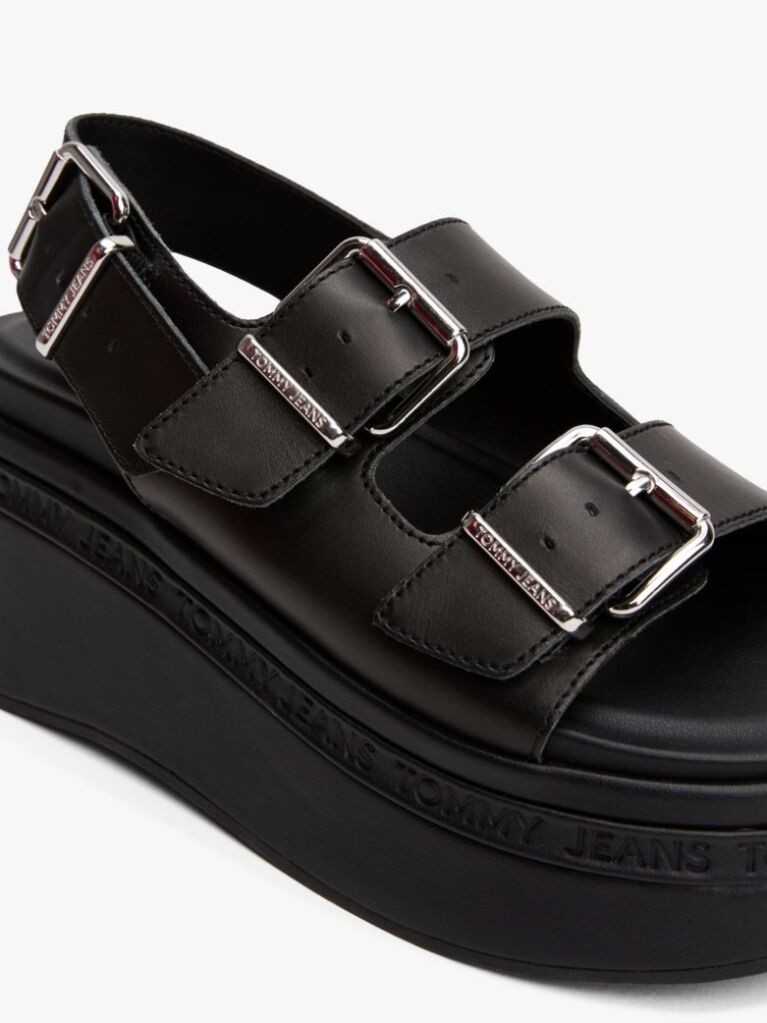Black Leather Platform Sandals  Women