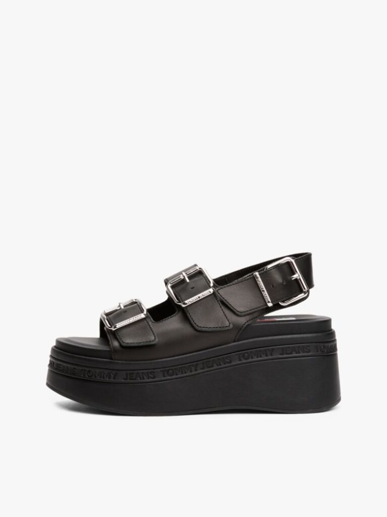 Black Leather Platform Sandals  Women