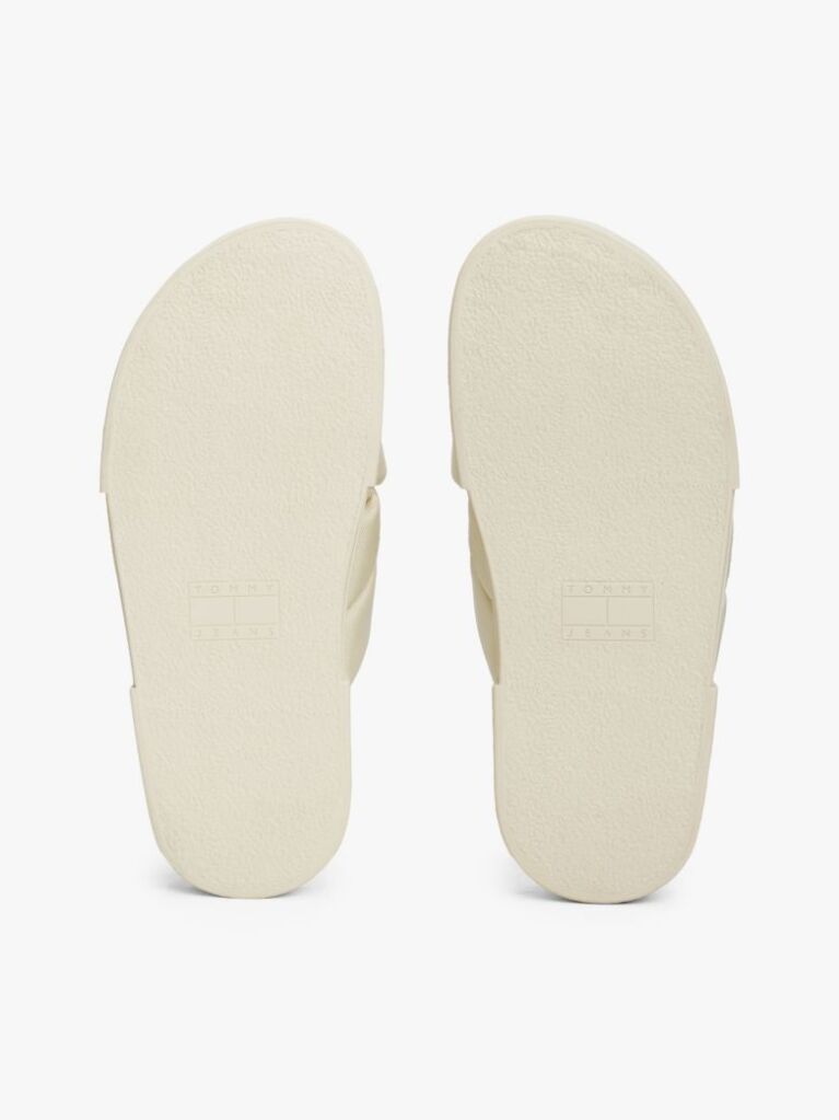 White Padded Strap Platform Slides  Women
