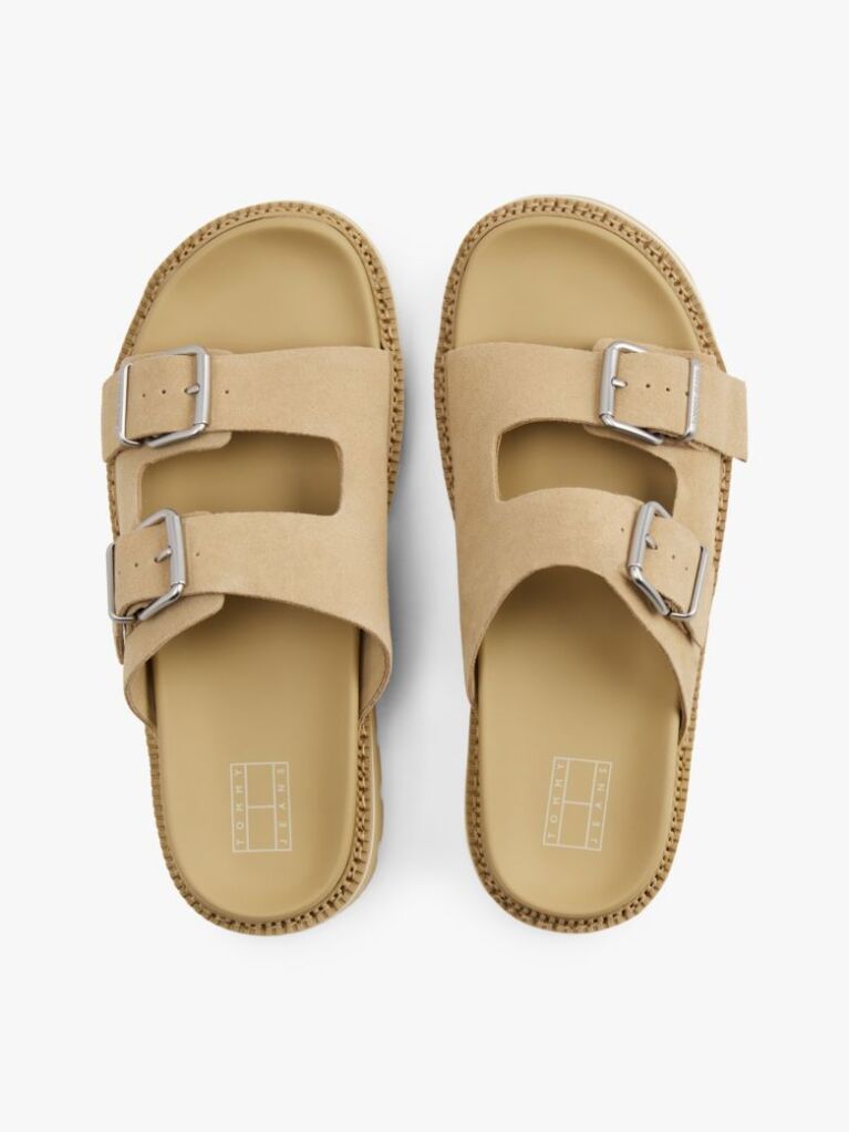 Beige Suede Double Strap Cleat Sandals  Women