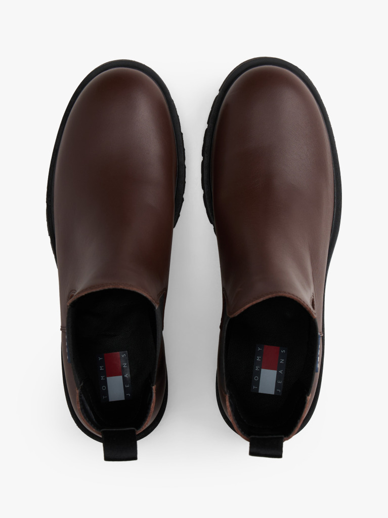 Brown Leather Cleat Chelsea Boots  Women