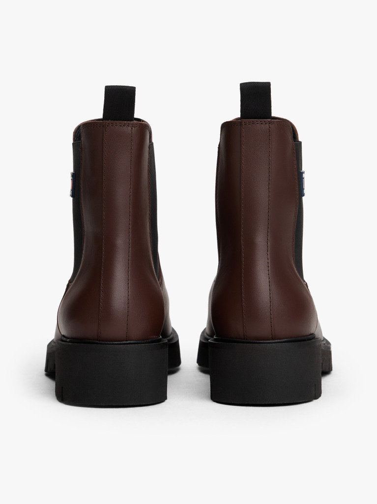 Brown Leather Cleat Chelsea Boots  Women