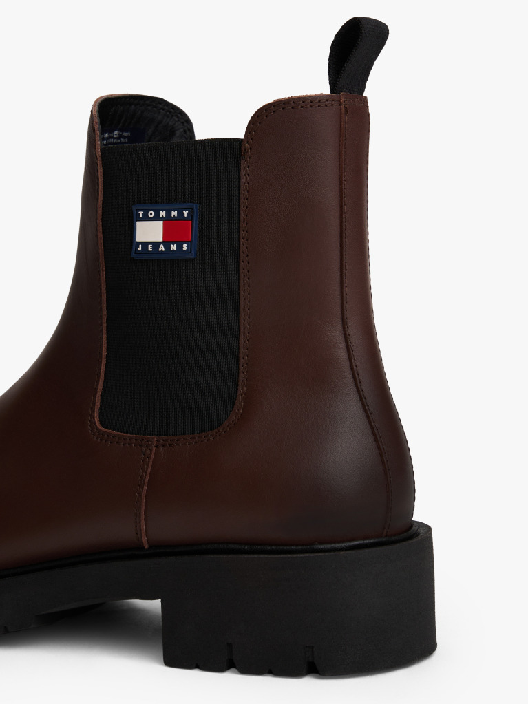 Brown Leather Cleat Chelsea Boots  Women