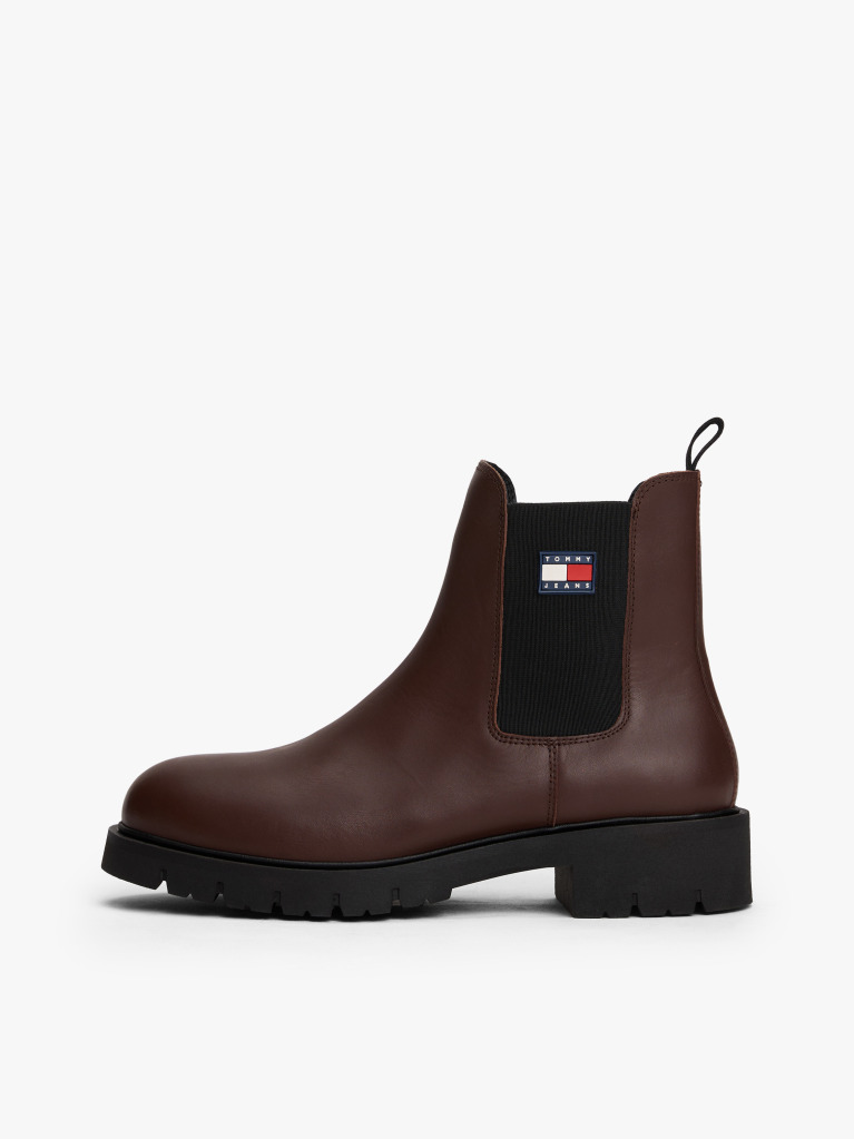 Brown Leather Cleat Chelsea Boots  Women