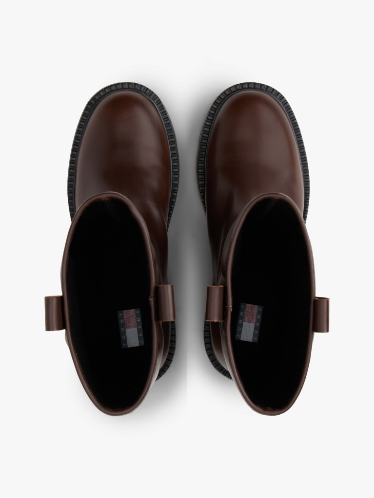 Brown Leather Cleat Mid Boots  Women