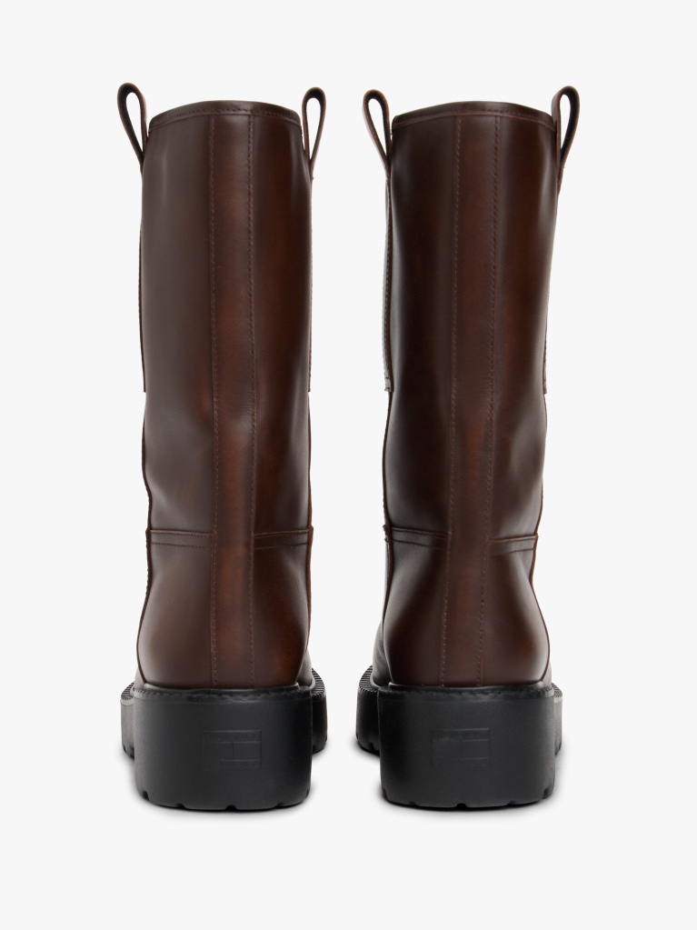 Brown Leather Cleat Mid Boots  Women
