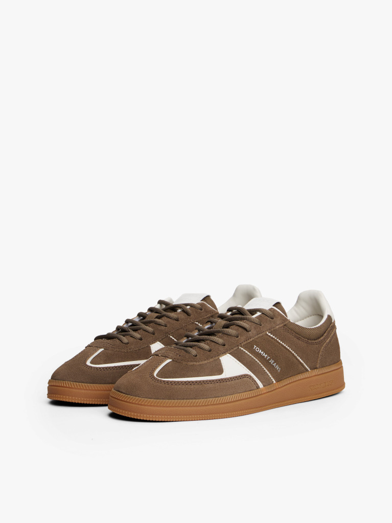 Brown The Greenwich Suede Mixed Texture Trainers  Women