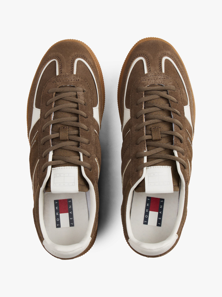 Brown The Greenwich Suede Mixed Texture Trainers  Women
