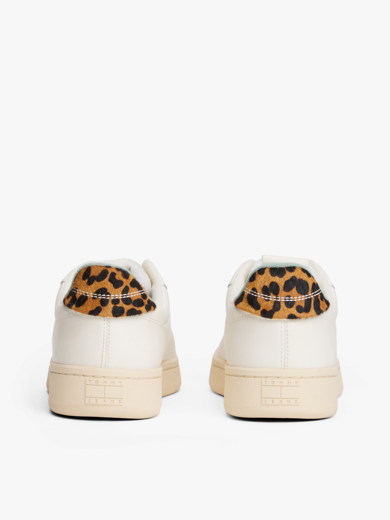 Beige Archive Court Leopard Print Heel Trainers  Women