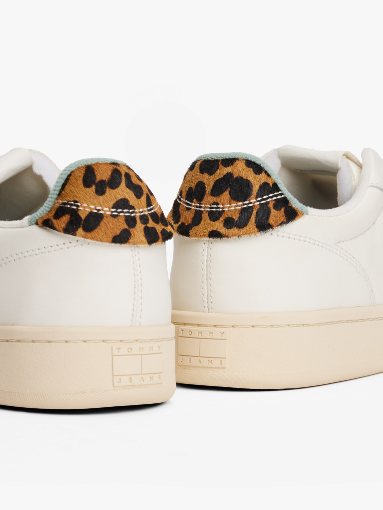 Beige Archive Court Leopard Print Heel Trainers  Women