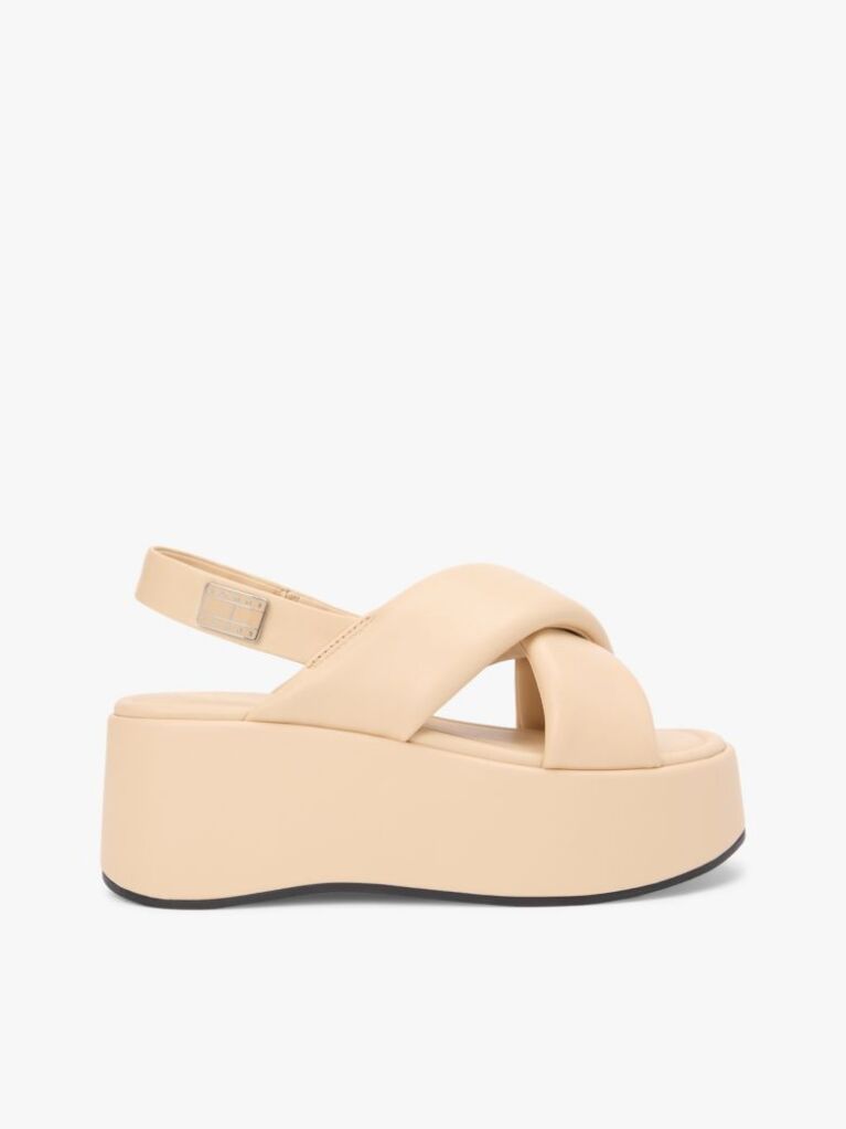 Beige Padded Strap Wedge Sandals  Women